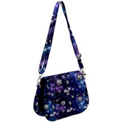 Planet Purple & Navy Space Galaxy Saddle Handbag by CoolDesigns