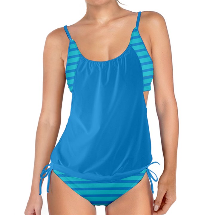 Ocean Blue Stripes Tankini Set