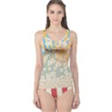 Ivory & Gold Florals POP ART One Piece Swimsuit View1