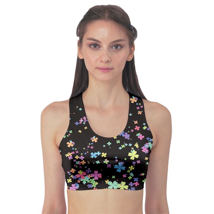 Colorful Clover Shamrock Handraw Sports Bra