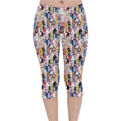 Colorful Pattern Cartoon Horses Velvet Capri Leggings  by CoolDesigns