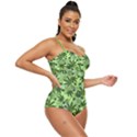 Cannabis Pale Green Marijuana Leaves Retro Full Coverage Swimsuit View3