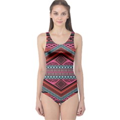 Pink Tribal Athletic One Piece Swimsuit by CoolDesigns