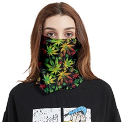 Marijuana Big Green Marijuana Leaves Seamless Face Covering Ear Loops Bandana (two Sides) by CoolDesigns