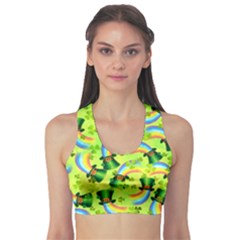 Rainbow Green Shamrock Handraw Sports Bra by CoolDesigns