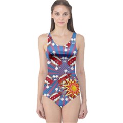 Pink & Purple Pop Art One Piece Swimsuit by CoolDesigns