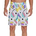 Tridimensional Pastel Shapes Background Memphis Style Men s Beach Shorts View1