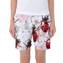 Ladybugs Pattern Texture Watercolor Women s Basketball Shorts by Bedest