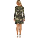 Texture Military Camouflage Repeats Seamless Army Green Hunting Long Sleeve Wide Neck Velvet Dress View4