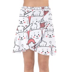 Cute Cat Chef Cooking Seamless Pattern Cartoon Wrap Front Skirt by Bedest