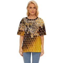 Honeycomb With Bees Oversized Basic T-shirt by Bedest