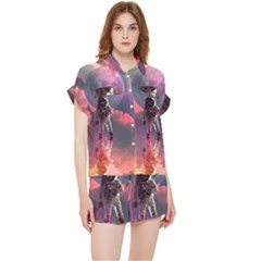 Aesthetic Astronautics Atmosphere Blue Clouds Cosmos Fantasy Galaxy Chiffon Lounge Set by Cendanart