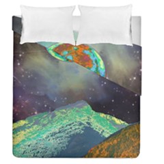 Psychedelic Universe Color Moon Planet Space Duvet Cover Double Side (queen Size) by Cendanart