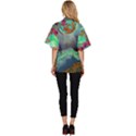 Psychedelic Universe Color Moon Planet Space Women s Batwing Button Up Shirt View4