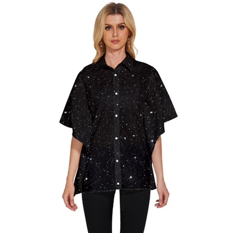 Sky Black Star Night Space Edge Super Dark Universe Women s Batwing Button Up Shirt by Cendanart