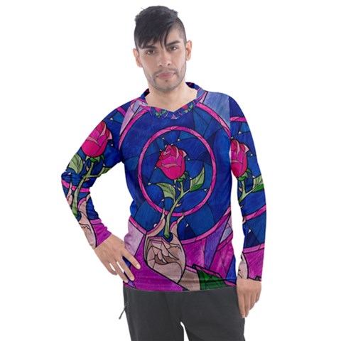 Enchanted Rose Stained Glass Men s Pique Long Sleeve T-shirt by Cendanart