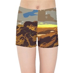 Scotland Monti Mountains Mountain Kids  Sports Shorts by Cendanart