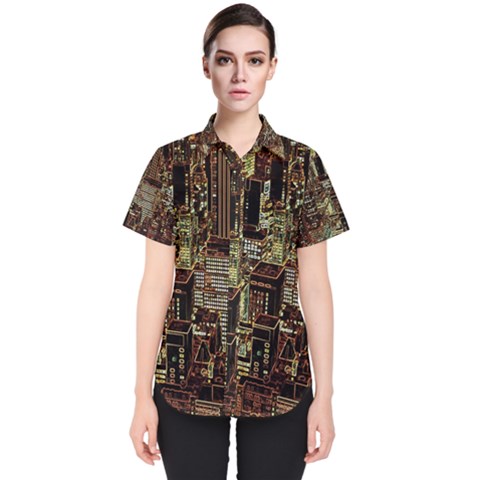 Photo New York City Skyscrapers Women s Short Sleeve Shirt by Cendanart