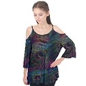 Peacock Feather Paradise Flutter Sleeve T-Shirt  View1