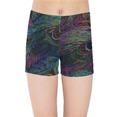 Peacock Feather Paradise Kids  Sports Shorts by Cendanart