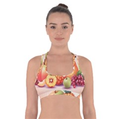 Fruit Pattern Apple Abstract Food Cross Back Sports Bra by Proyonanggan