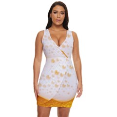 Beer Foam Texture Macro Liquid Bubble Draped Bodycon Dress by Cemarart