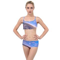 Earth Blue Galaxy Sky Space Layered Top Bikini Set by Cemarart