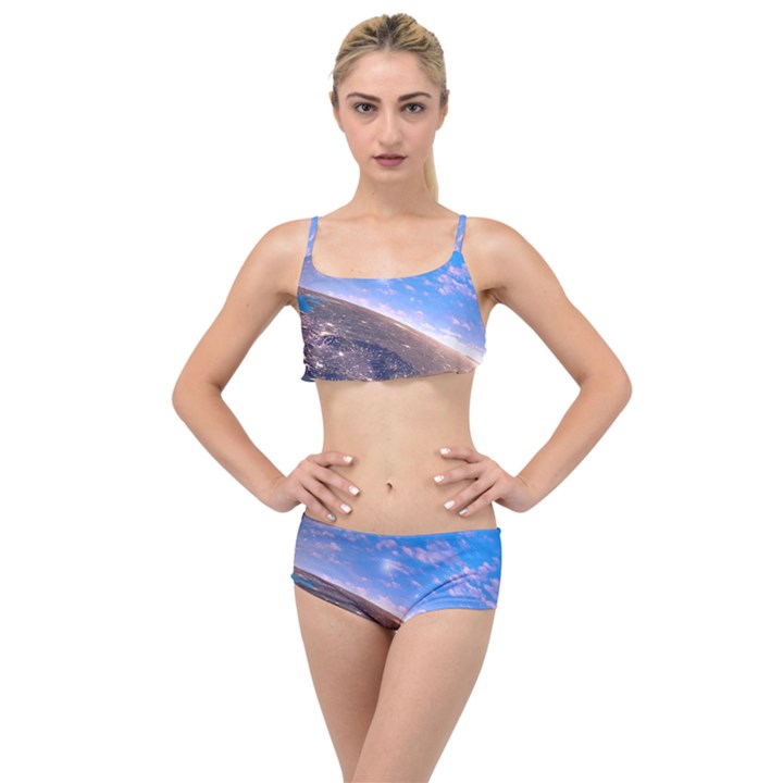 Earth Blue Galaxy Sky Space Layered Top Bikini Set