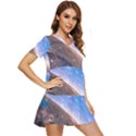 Earth Blue Galaxy Sky Space Tiered Short Sleeve Babydoll Dress View2