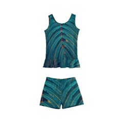 Dark Green Leaves Leaf Kids  Boyleg Swimsuit by Cemarart