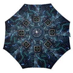 Circuit Board Motherboard Straight Umbrellas by Cemarart