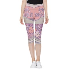 Ramen Kawaii Aesthetic Pink Inside Out Lightweight Velour Capri Leggings  by Cemarart