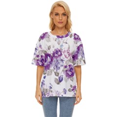 Flower-floral-design-paper-pattern-purple-watercolor-flowers-vector-material-90d2d381fc90ea7e9bf8355 Oversized Basic T-shirt by saad11