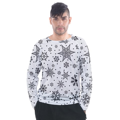 Snowflake-icon-vector-christmas-seamless-background-531ed32d02319f9f1bce1dc6587194eb Men s Long Sleeve Raglan T-shirt by saad11