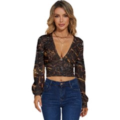 Cube Forma Glow 3d Volume Long Sleeve Deep-v Velour Top by Bedest