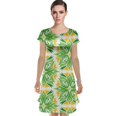 Green Pattern Retro Wallpaper Cap Sleeve Nightdress by Bajindul