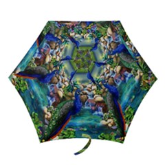 Peacocks In Garden Mini Folding Umbrellas by Ndabl3x