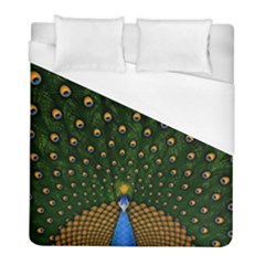 Peacock Feathers Tail Green Beautiful Bird Duvet Cover (full/ Double Size) by Ndabl3x