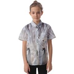 White Peacock Bird Kids  Short Sleeve Shirt by Ndabl3x