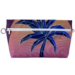 Abstract 3d Art Holiday Island Palm Tree Pink Purple Summer Sunset Water Handbag Organizer by Cemarart