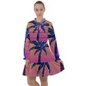 Abstract 3d Art Holiday Island Palm Tree Pink Purple Summer Sunset Water All Frills Chiffon Dress View1