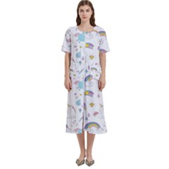 Unicorn Diamond Rainbow Shooting Star Women s Cotton Short Sleeve Night Gown by Grandong