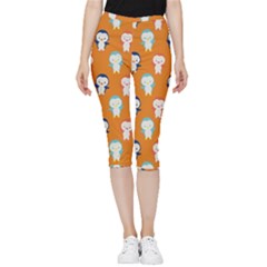 Cute Penguin Funny Pattern Inside Out Lightweight Velour Capri Leggings  by Grandong