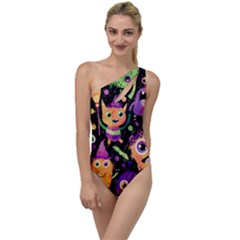 Fun Halloween Monsters To One Side Swimsuit by Grandong