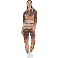 Dream Catcher Colorful Vintage Cropped Zip Up Lounge Set by Cemarart