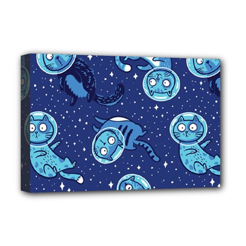 Cat Astronaut Space Suit Pattern Deluxe Canvas 18  X 12  (stretched) by Cemarart