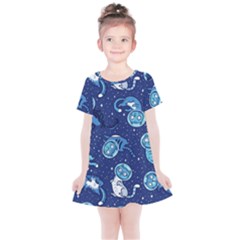 Cat Astronaut Space Suit Pattern Kids  Simple Cotton Dress by Cemarart