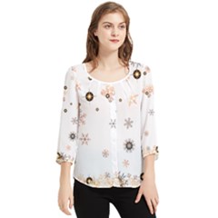 Golden-snowflake Chiffon Quarter Sleeve Blouse by saad11