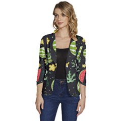 Watermelon Doodle Pattern Women s One-button 3/4 Sleeve Short Jacket by Cemarart