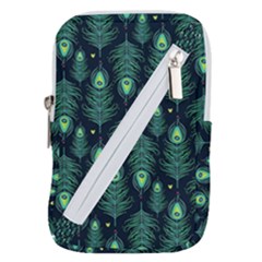 Peacock Pattern Belt Pouch Bag (large) by Cemarart